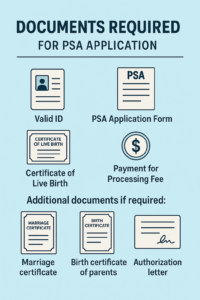 Document required for PSA birth certificate