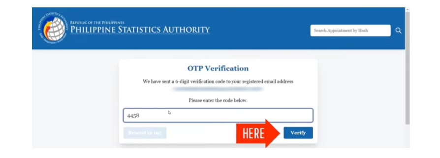 PSA Online Appointment OTP
