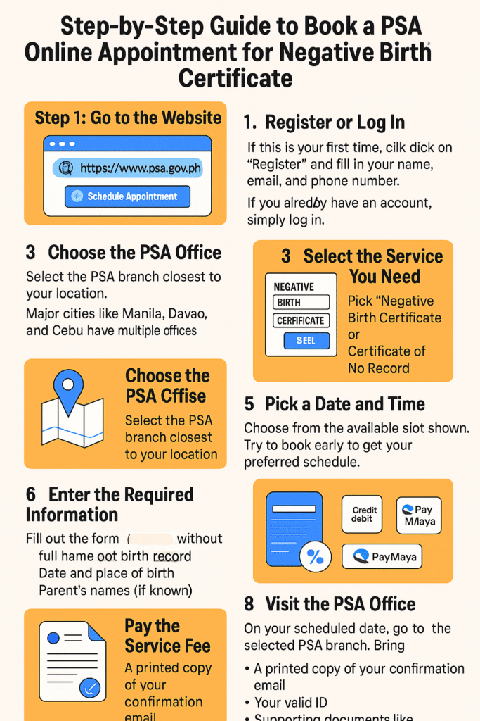 PSA Appointment for Negative Birth Certificate