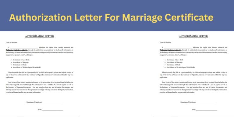 Sample Authorization Letter for Marriage Certificate