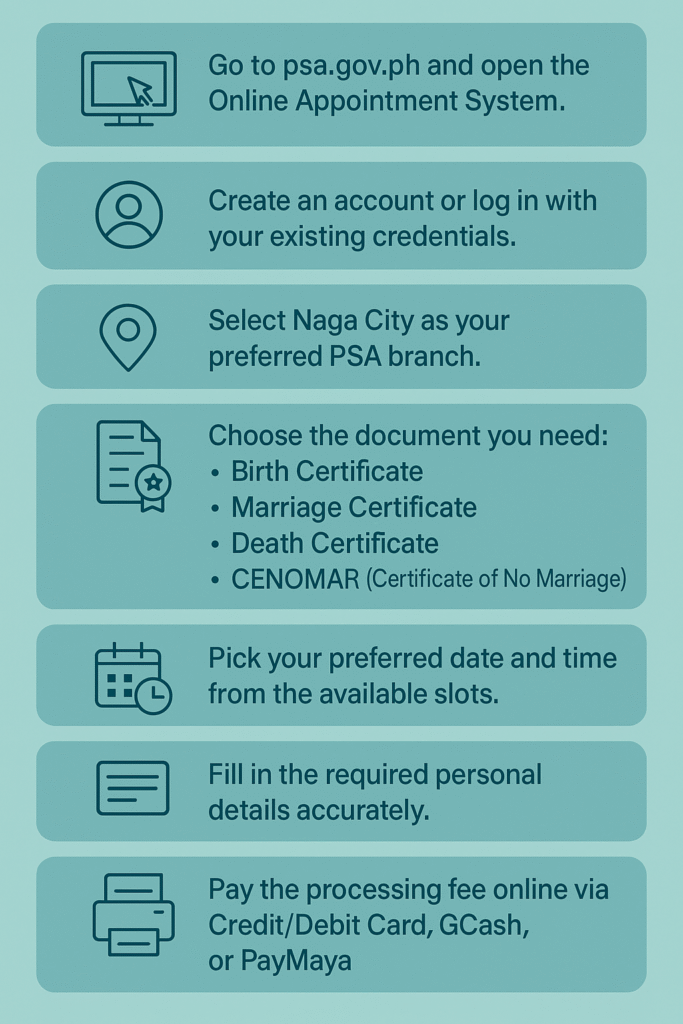 How to book PSA Appointment in Naga City