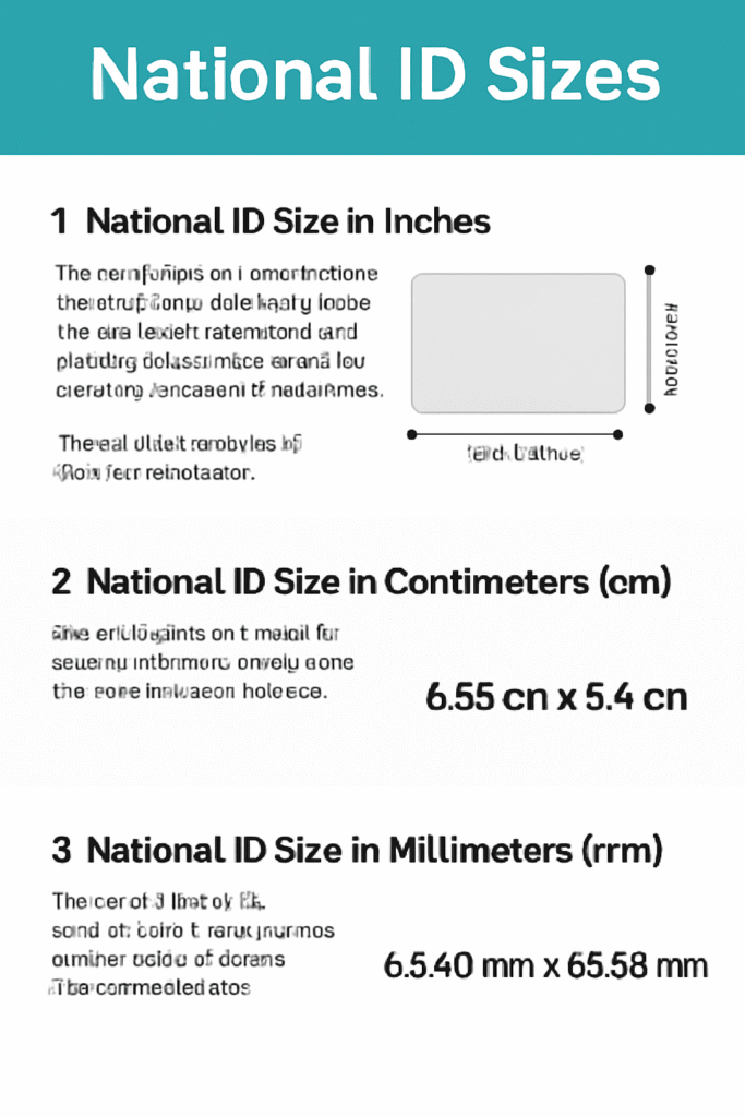 National ID card size and dimension
